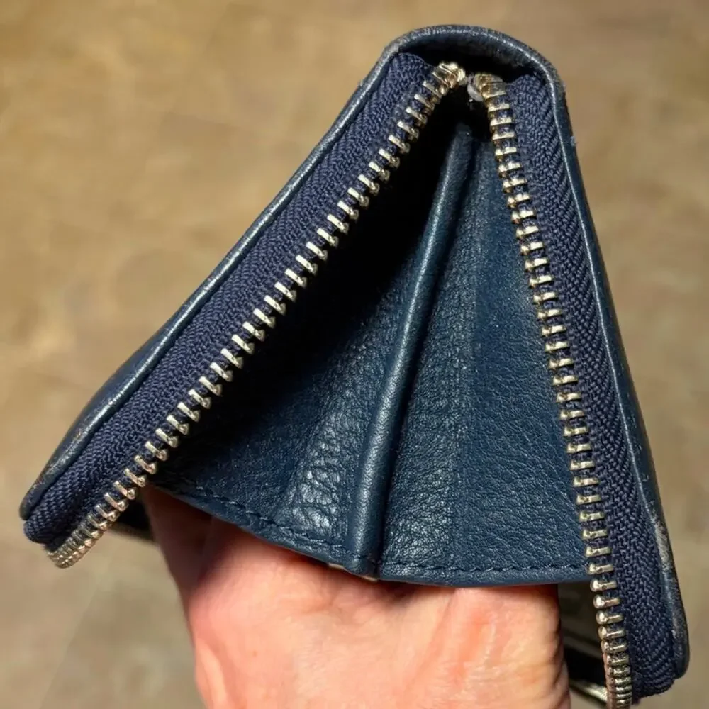 Michael Kors Jet Set Navy Blue Zip Around Long Continental Wallet EUC - Picture 12 of 16